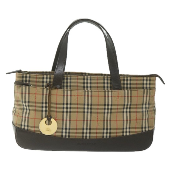 BURBERRY Nova Check Hand Bag Canvas Beige Auth 61346 - Picture 13 of 16